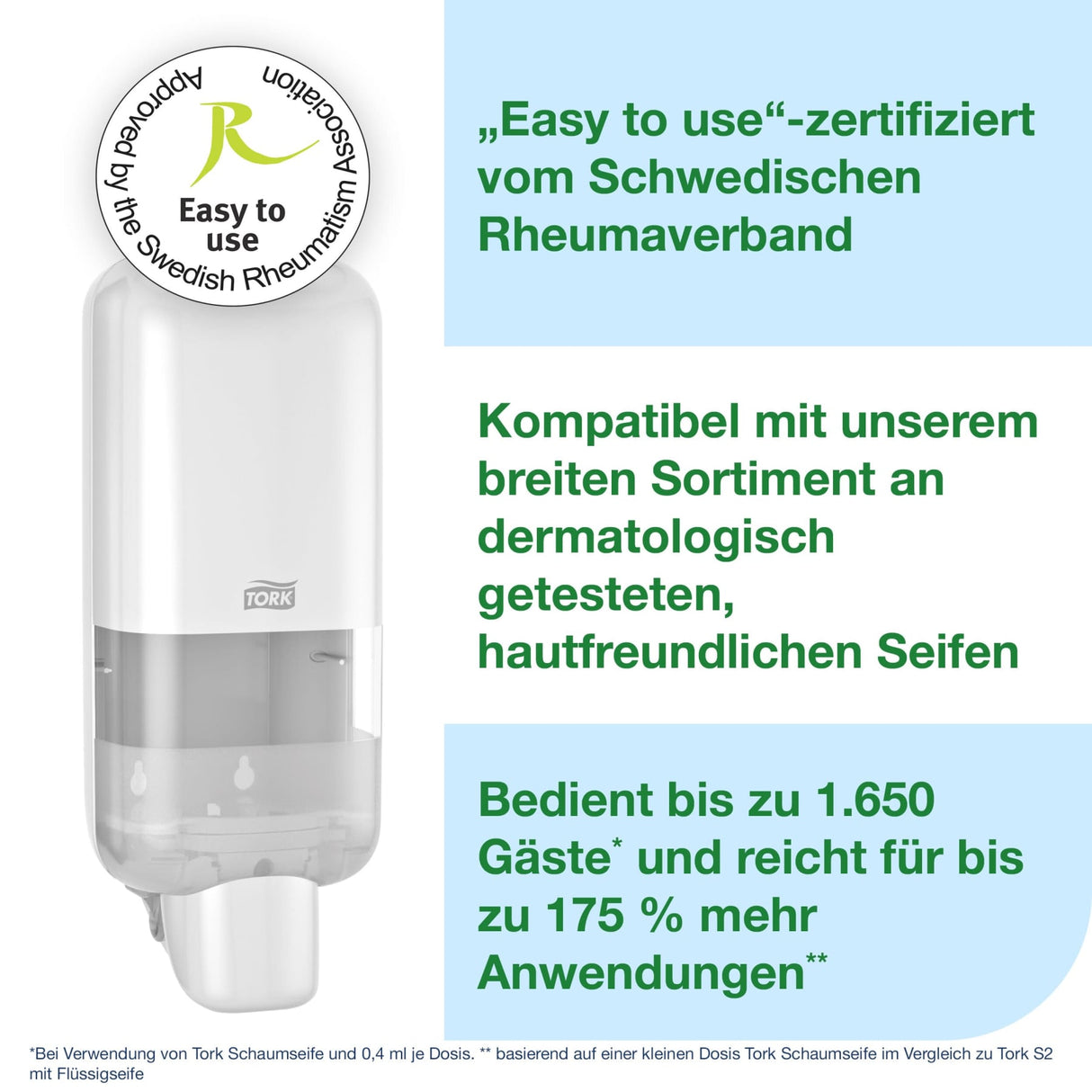 Tork Elevation Seifen- und Desinfektionsmittelspender S4, mit Sichtfenster – Ansicht 2