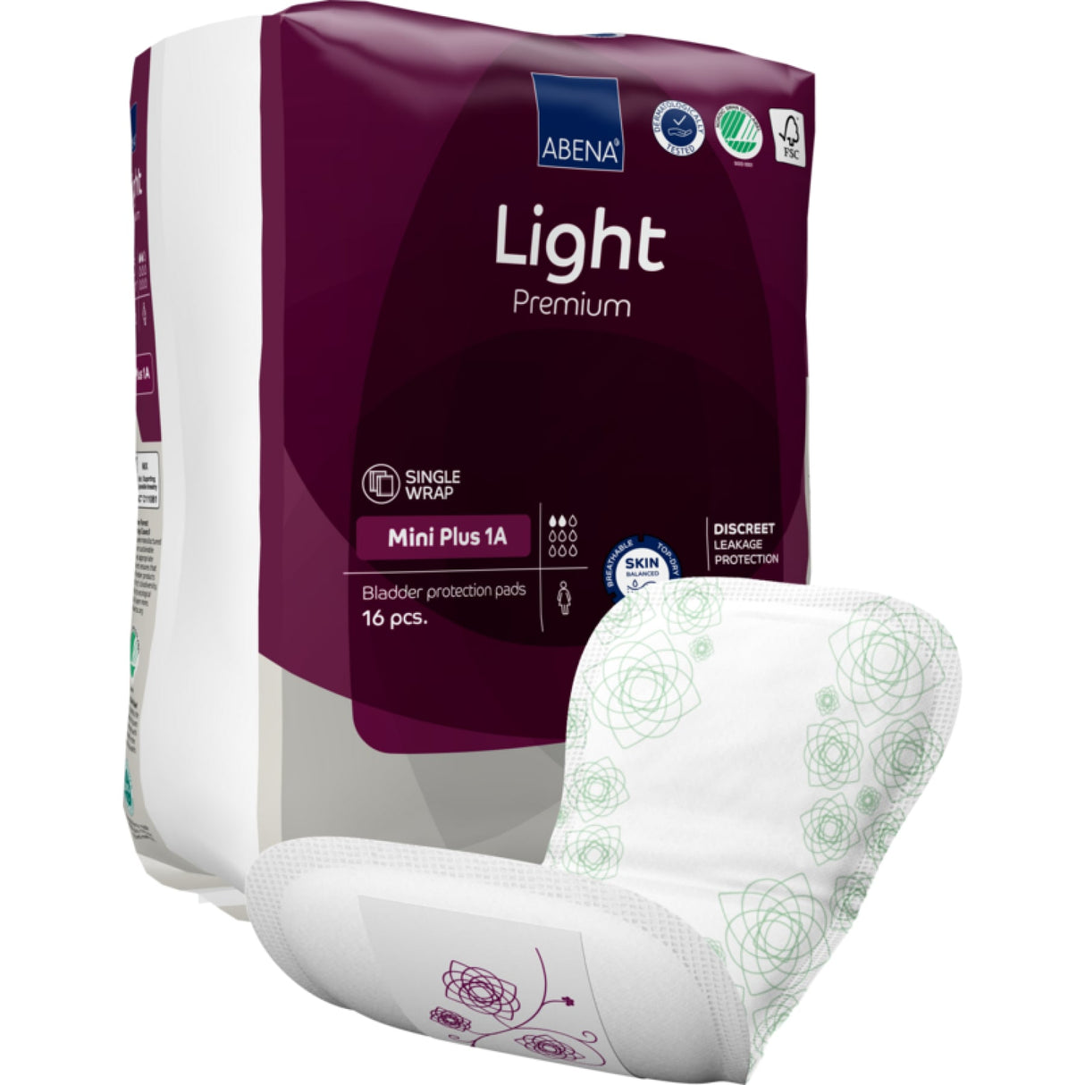 ABENA® Light Premium Inkontinenzeinlagen – Mini Plus 1A – Packung = 16 Stück