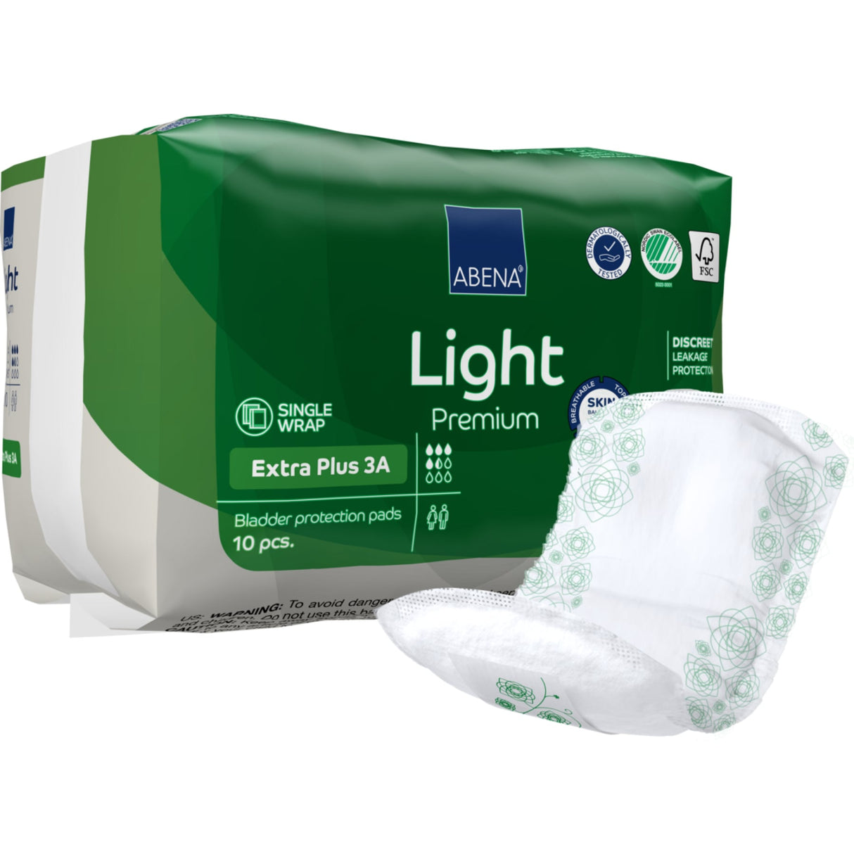 ABENA® Light Premium Inkontinenzeinlagen – Extra Plus 3A – Karton = 20 Packungen × 10 Stück