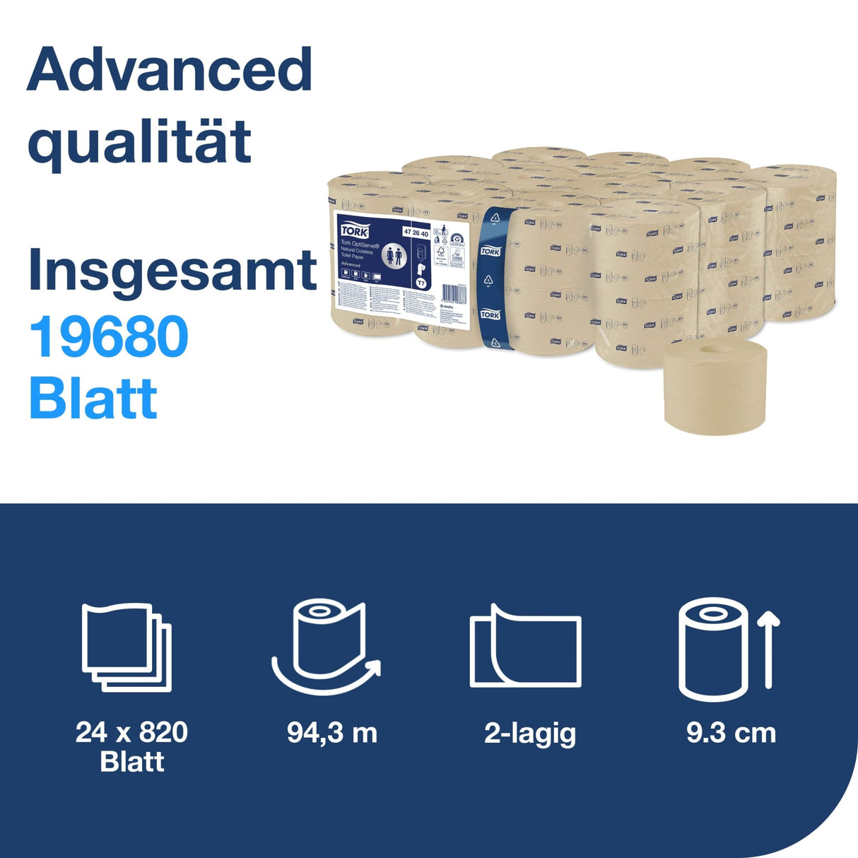 Tork OptiServe Toilettenpapier T7, 2-lagig, natur – Ansicht 2