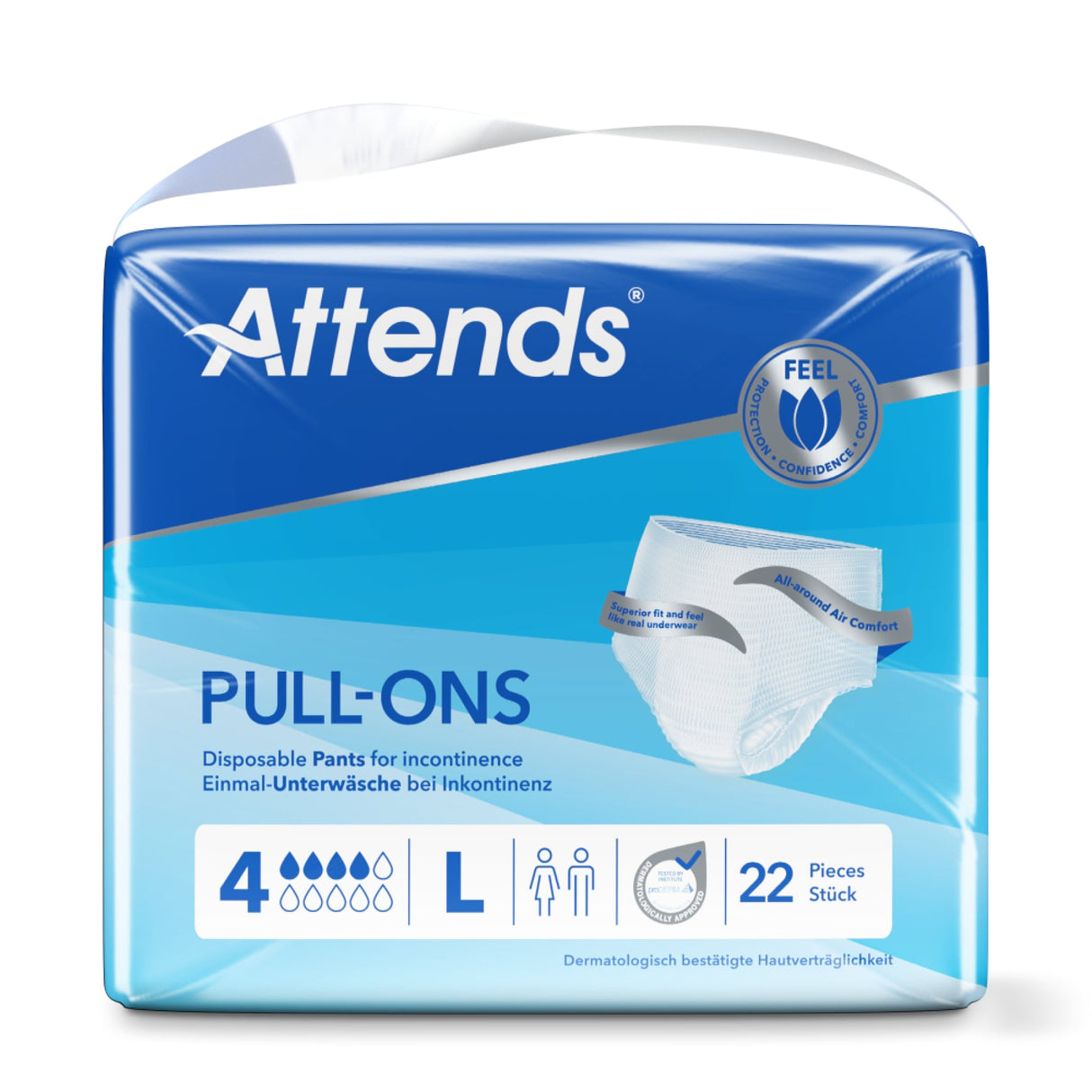Attends Pull-Ons 4 Inkontinenzhosen, weich – mit Nässeindikator, für leichte bis mittlere Inkontinenz