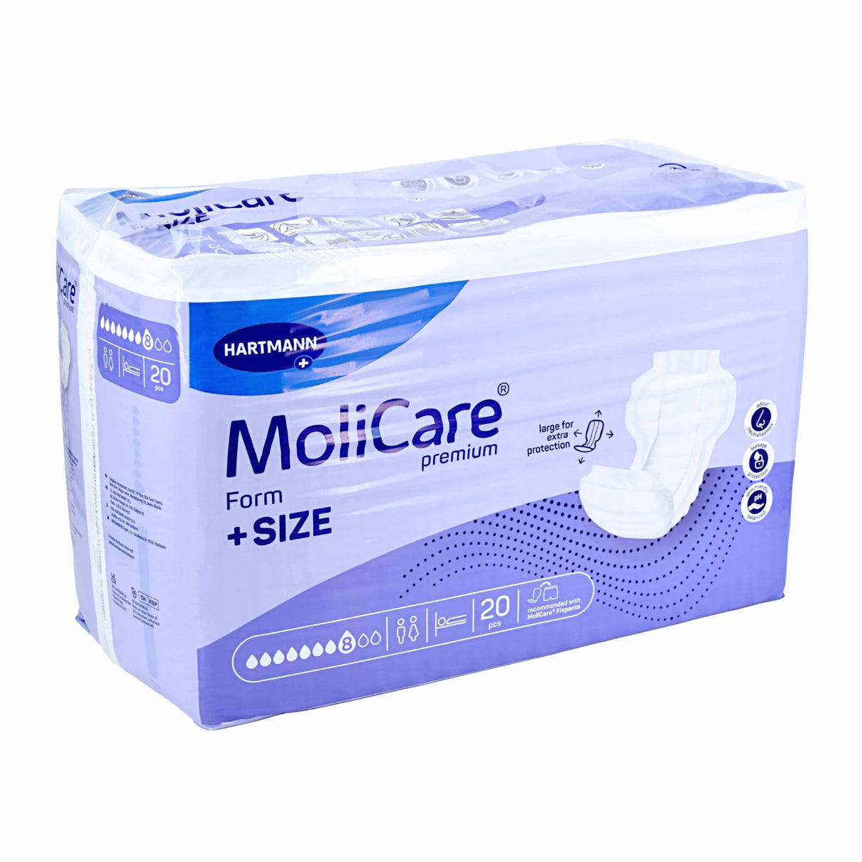 Hartmann MoliCare premium Form +SIZE Inkontinenzeinlage, 8 Tropfen, extragroß – Ansicht 2