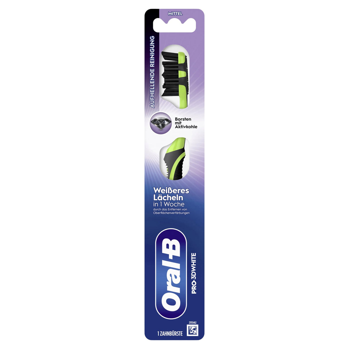 Oral-B Pro-3DWhite Zahnbürste 40 Medium mit Aktivkohle-Borsten