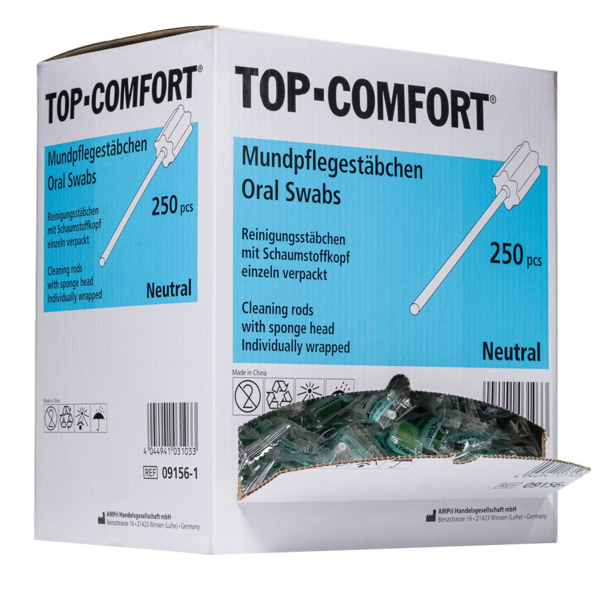 TOP COMFORT Mundpflegestäbchen mit PU Schwamm, 100 mm, Neutral