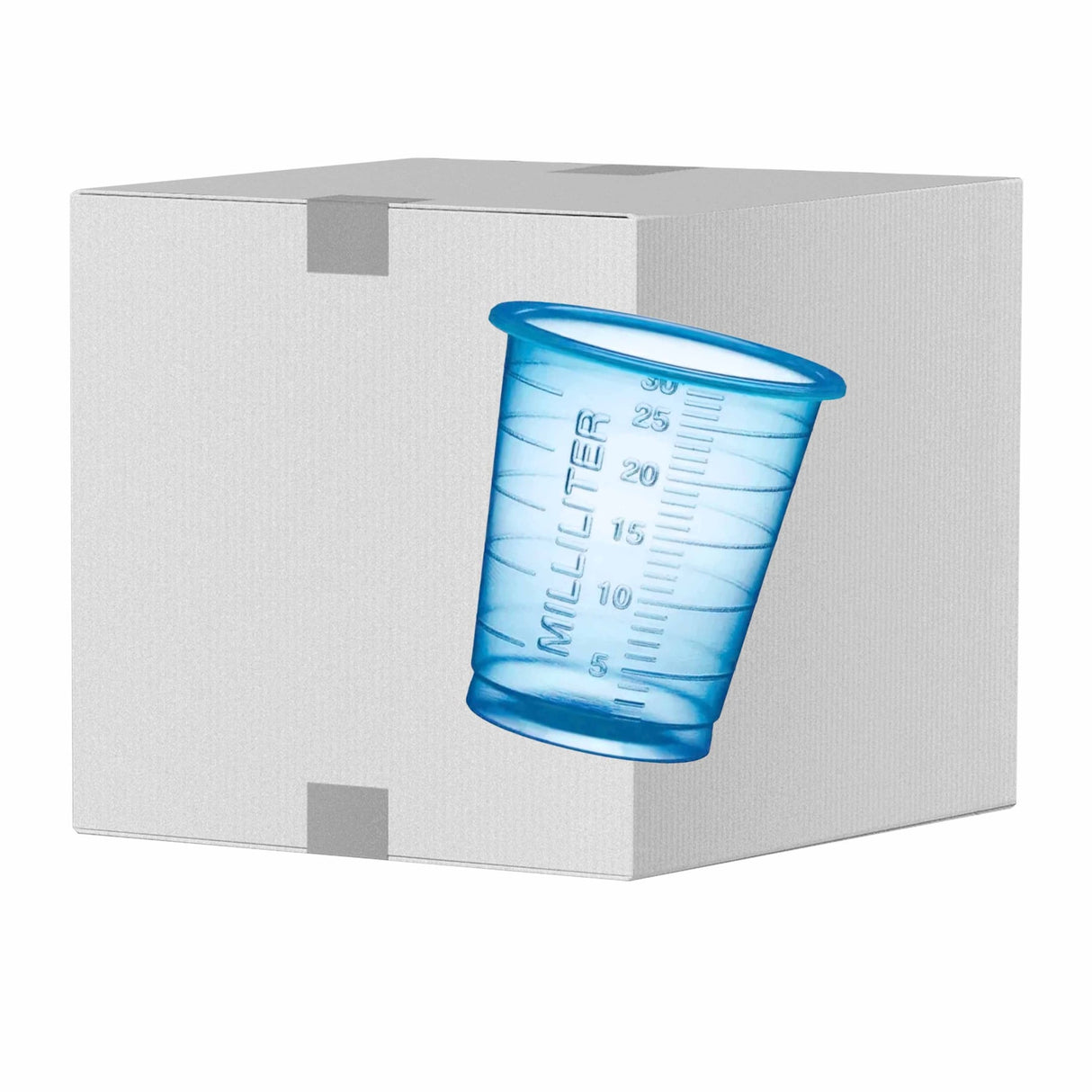 AMPri Med-Comfort ECO Einweg-Medizinbecher, 30 ml - 1 Karton = 60 Packungen à 80 Stück, Farbe: blau
