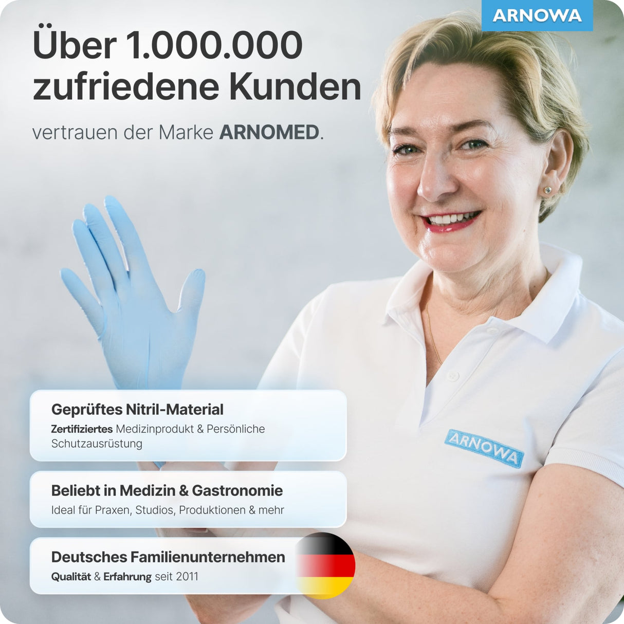 ARNOMED Nitril Blue Einmalhandschuhe, puderfrei, blau – extra reißfest – Ansicht 9