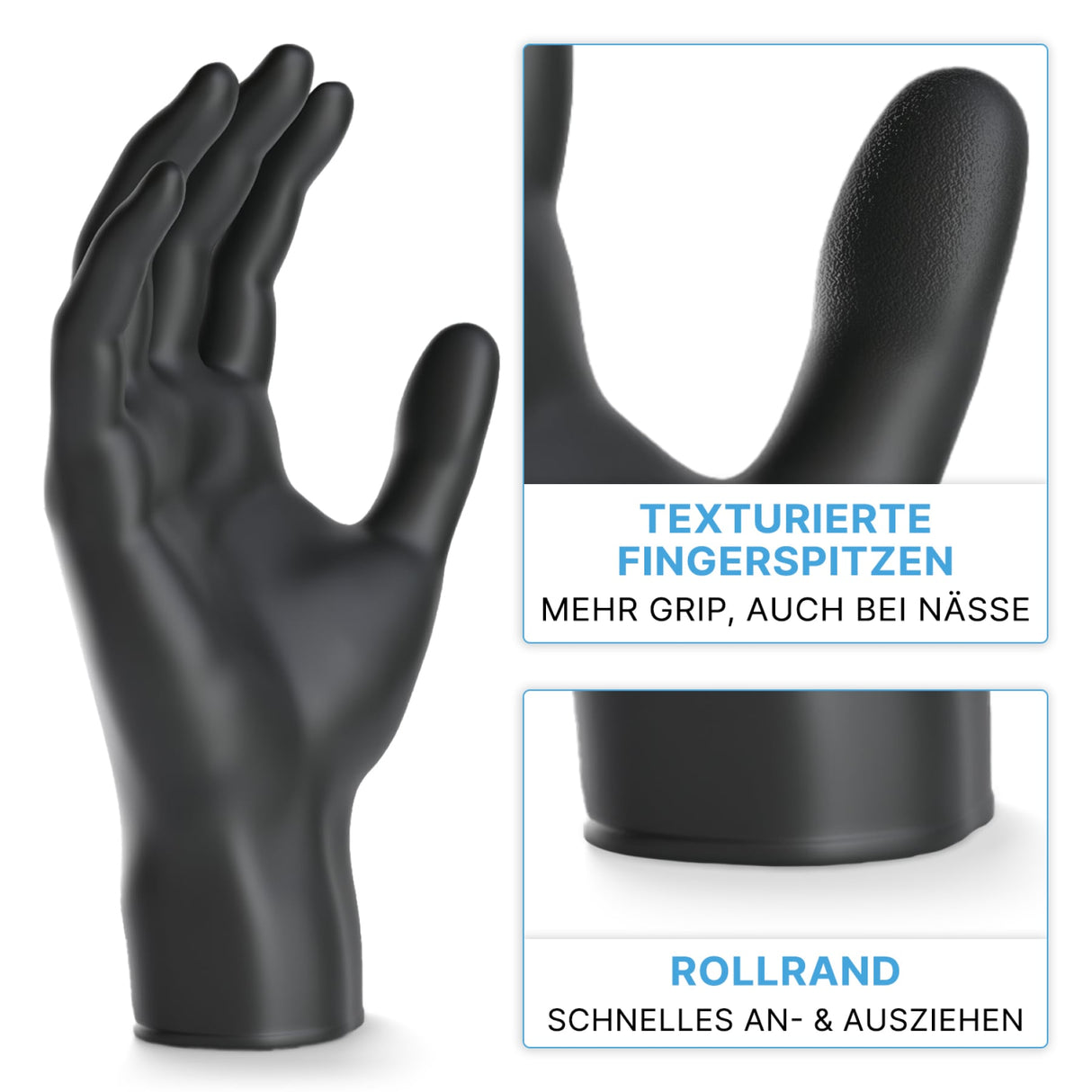 ARNOMED Nitril Black XTRA STRONG Einmalhandschuhe, puderfrei, schwarz – extra stark – Ansicht 4