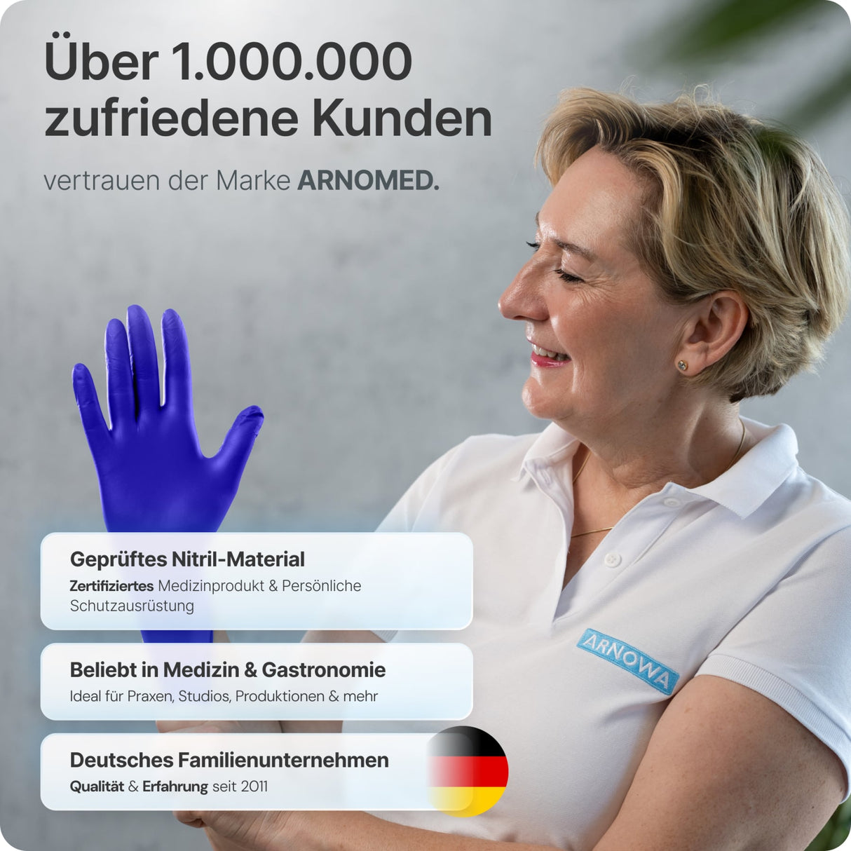 ARNOMED Nitril XTRA PURE Einmalhandschuhe, puderfrei, violett – frei von Akzeleratoren – Ansicht 8