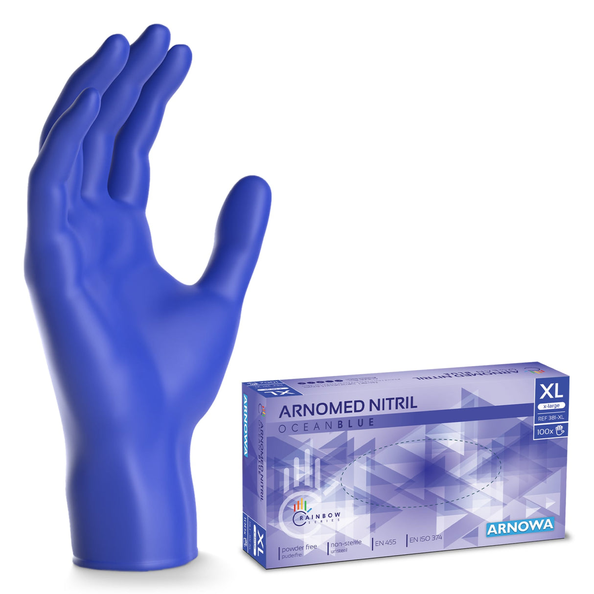 ARNOMED Nitril Ocean Blue Einmalhandschuhe, puderfrei, blau – Ansicht 3