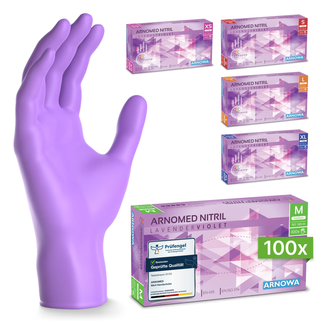 ARNOMED Nitril Lavender Violet Einmalhandschuhe, puderfrei, lila – Ansicht 4