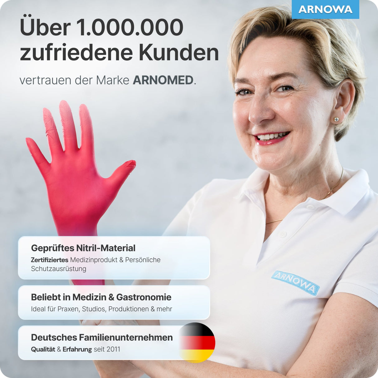 ARNOMED Nitril Lava Red Einmalhandschuhe, puderfrei, rot – Ansicht 9