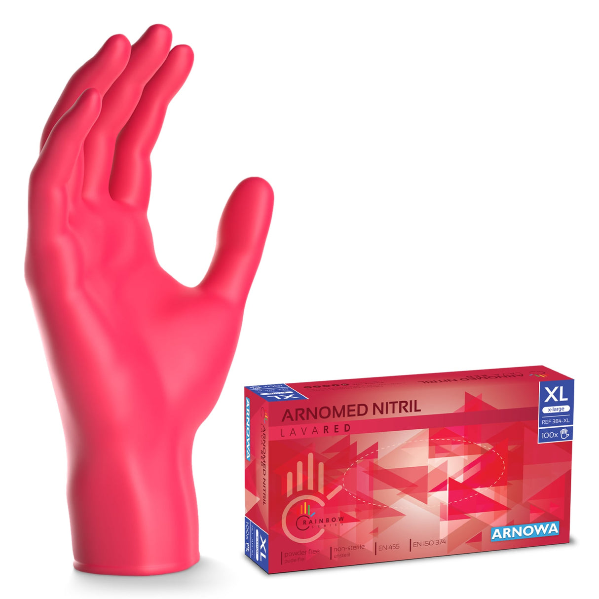 ARNOMED Nitril Lava Red Einmalhandschuhe, puderfrei, rot – Ansicht 3