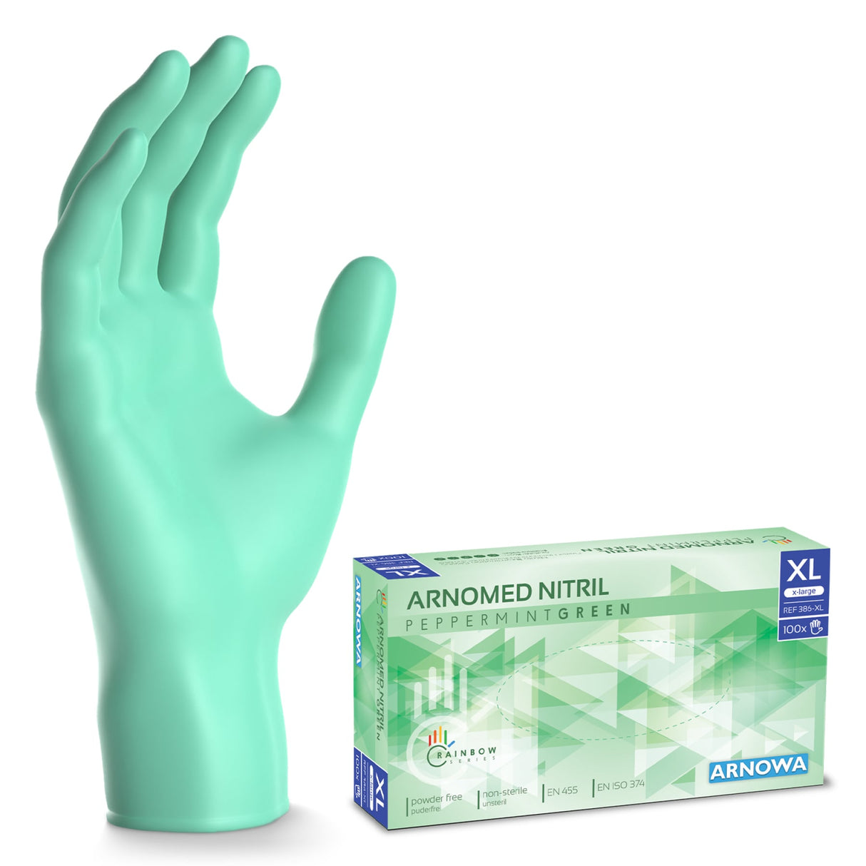 ARNOMED Nitril Peppermint Green Einmalhandschuhe, puderfrei, grün – Ansicht 3