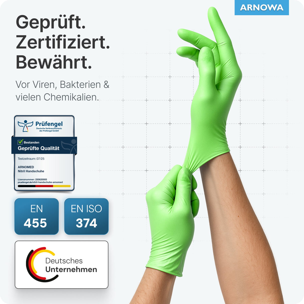 ARNOMED Nitril Lime Green Einmalhandschuhe, puderfrei, grün – Ansicht 7