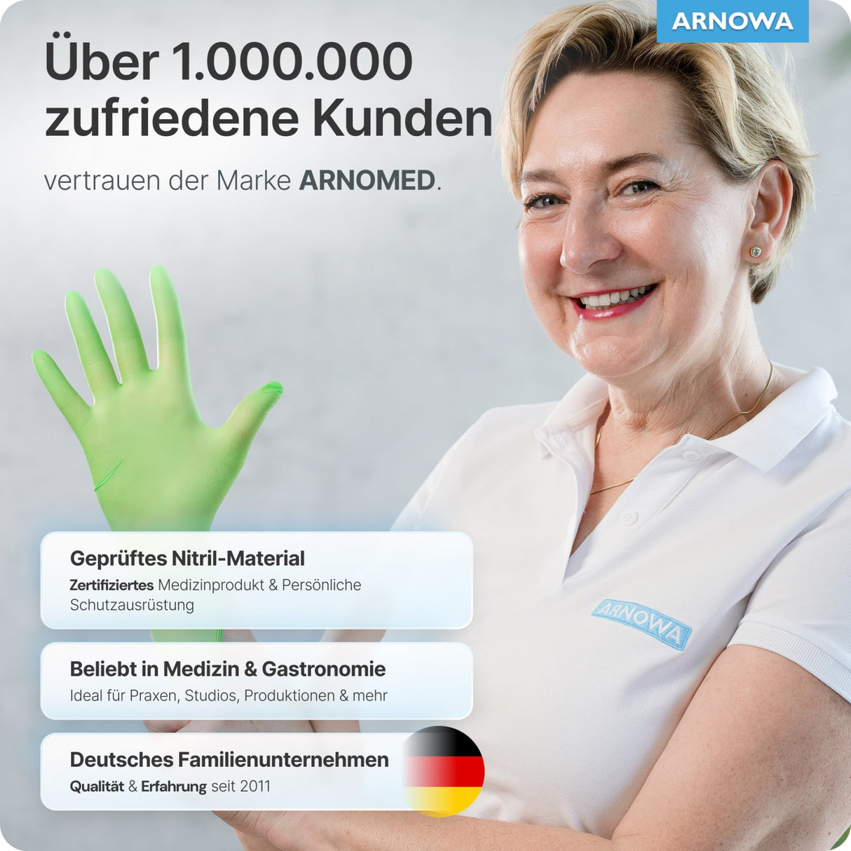 ARNOMED Nitril Lime Green Einmalhandschuhe, puderfrei, grün – Ansicht 9