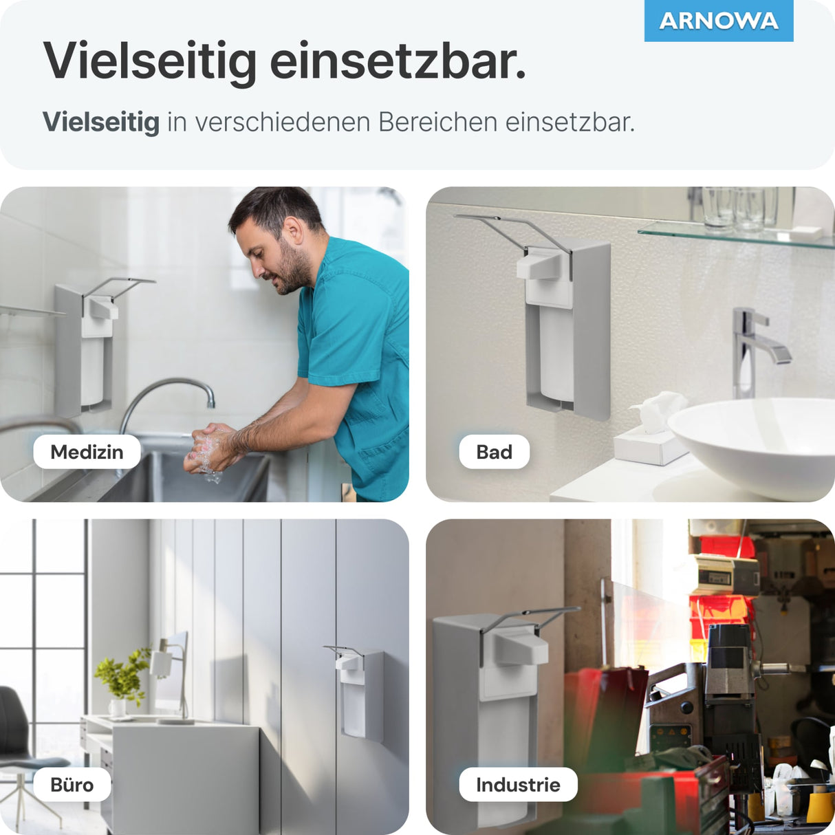 ARNOMED Desinfektionsmittelspender, Aluminium, individuell dosierbar – Ansicht 3