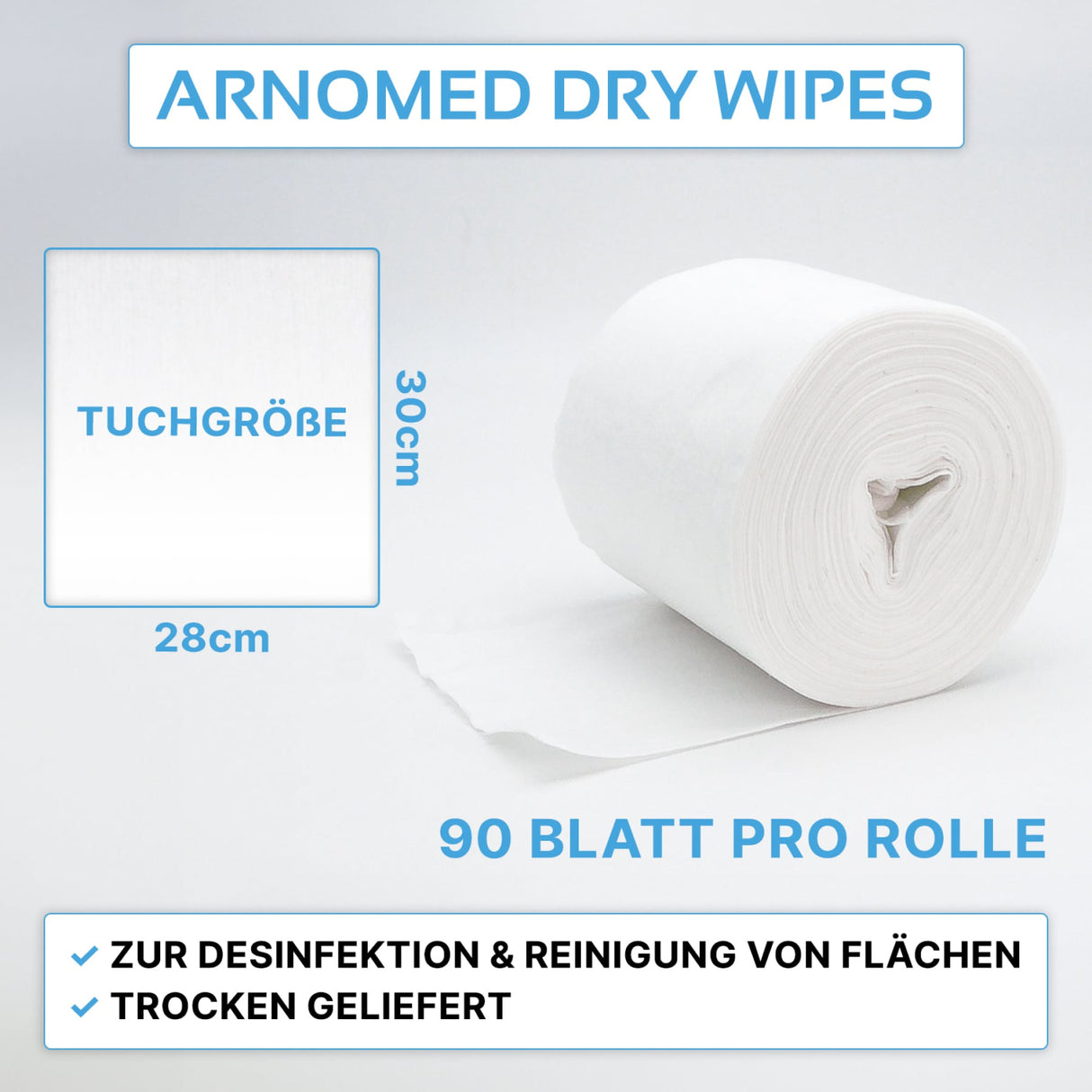 ARNOMED Dry Wipes Vliestuchrolle, weiß, saugstark, 28 x 30 cm – Ansicht 2