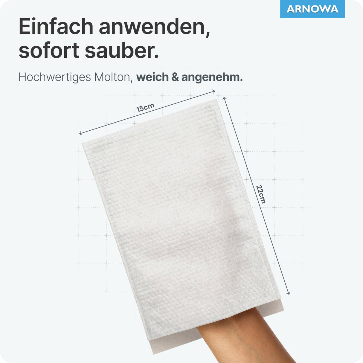 ARNOMED Einmalwaschhandschuh Molton ECO, weiß, hautverträglich – Ansicht 5