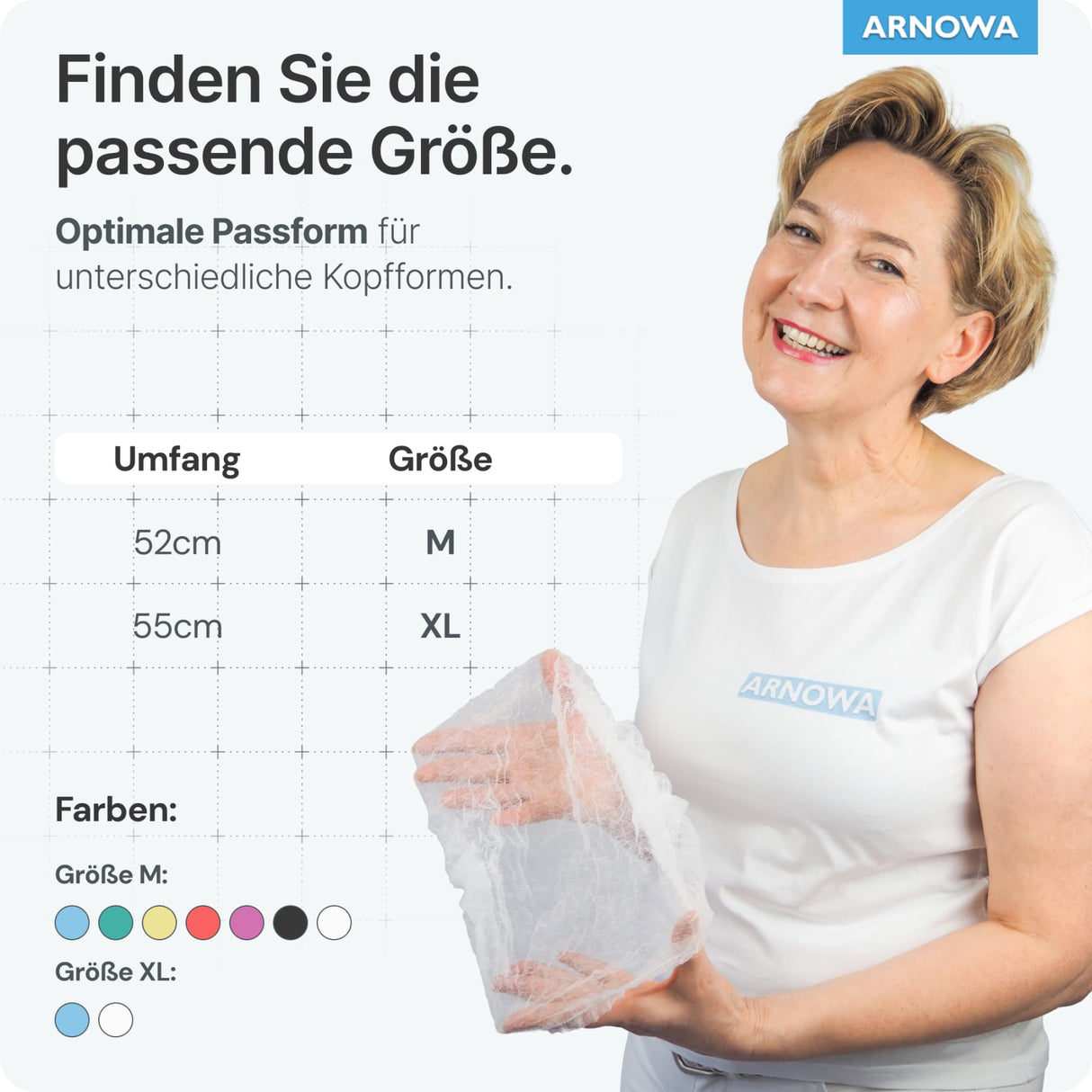 ARNOMED COVER Klipphauben mit Gummizug, 52 cm, weiß – Ansicht 6