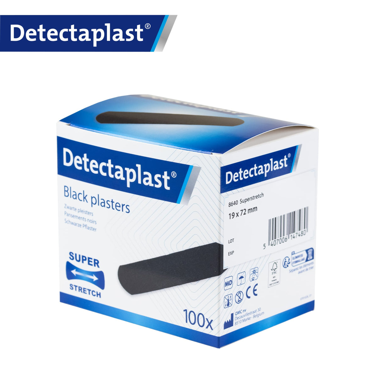 Detectaplast Super Stretch black Pflaster, schwarz – stark dehnbar und hypoallergen – Ansicht 3