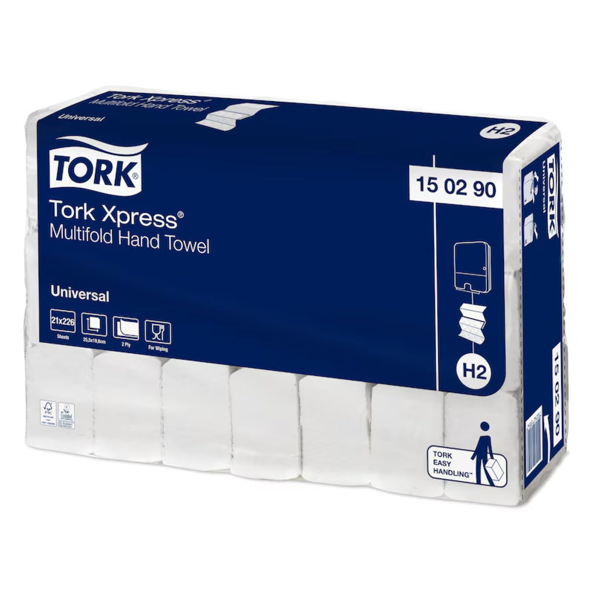 Tork Xpress Multifold Papierhandtücher H2, 2-lagig, weiß, 100 % Recyclingfasern – Ansicht 2
