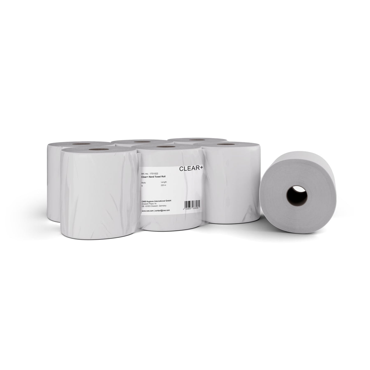 CWS Clear+ Handtuchrollen, 220 m, weiß, hohe Saugkraft