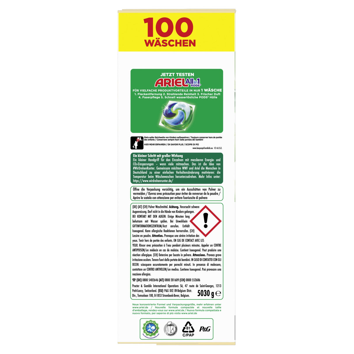 Ariel Universal+ Pulver-Vollwaschmittel für strahlende Reinheit – Ansicht 8