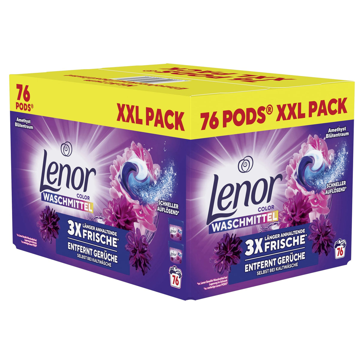 Lenor All in 1 PODS Colorwaschmittel Amethyst Blütentraum, mit Weichheit & Frische