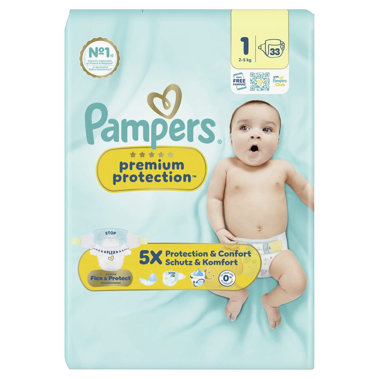 Pampers Premium Protection Windeln Größe 1 Newborn, 2-5 kg – DERMACOMFORT Innenvlies – Ansicht 2