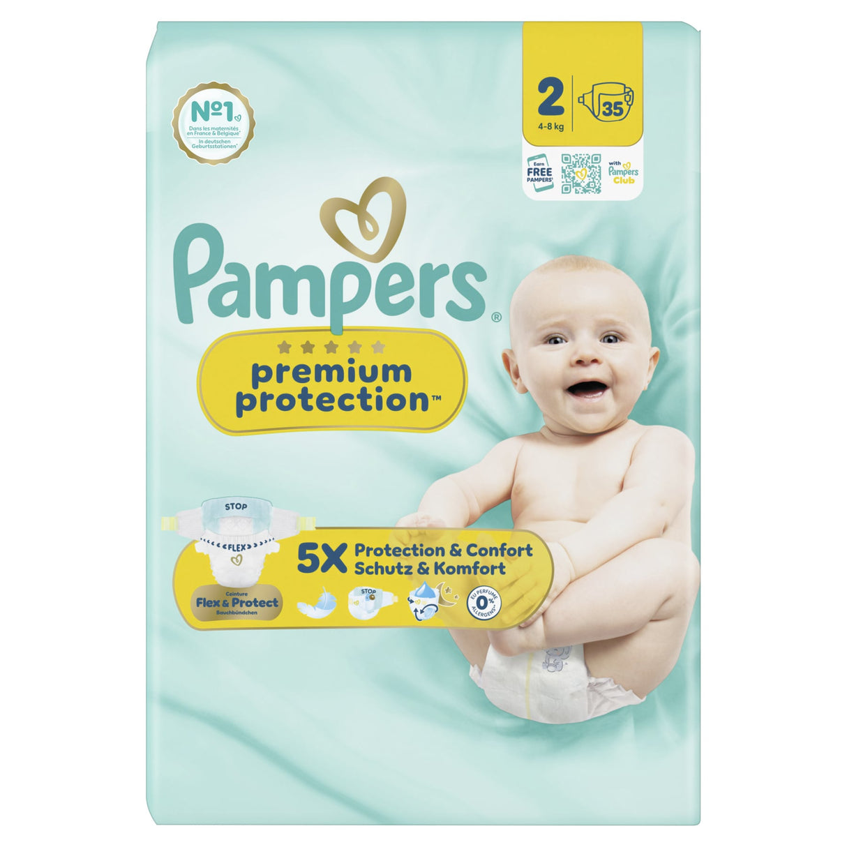Pampers Premium Protection Windeln Größe 2 Mini, 4-8 kg – ultra weiche Seitenflügel – Ansicht 2