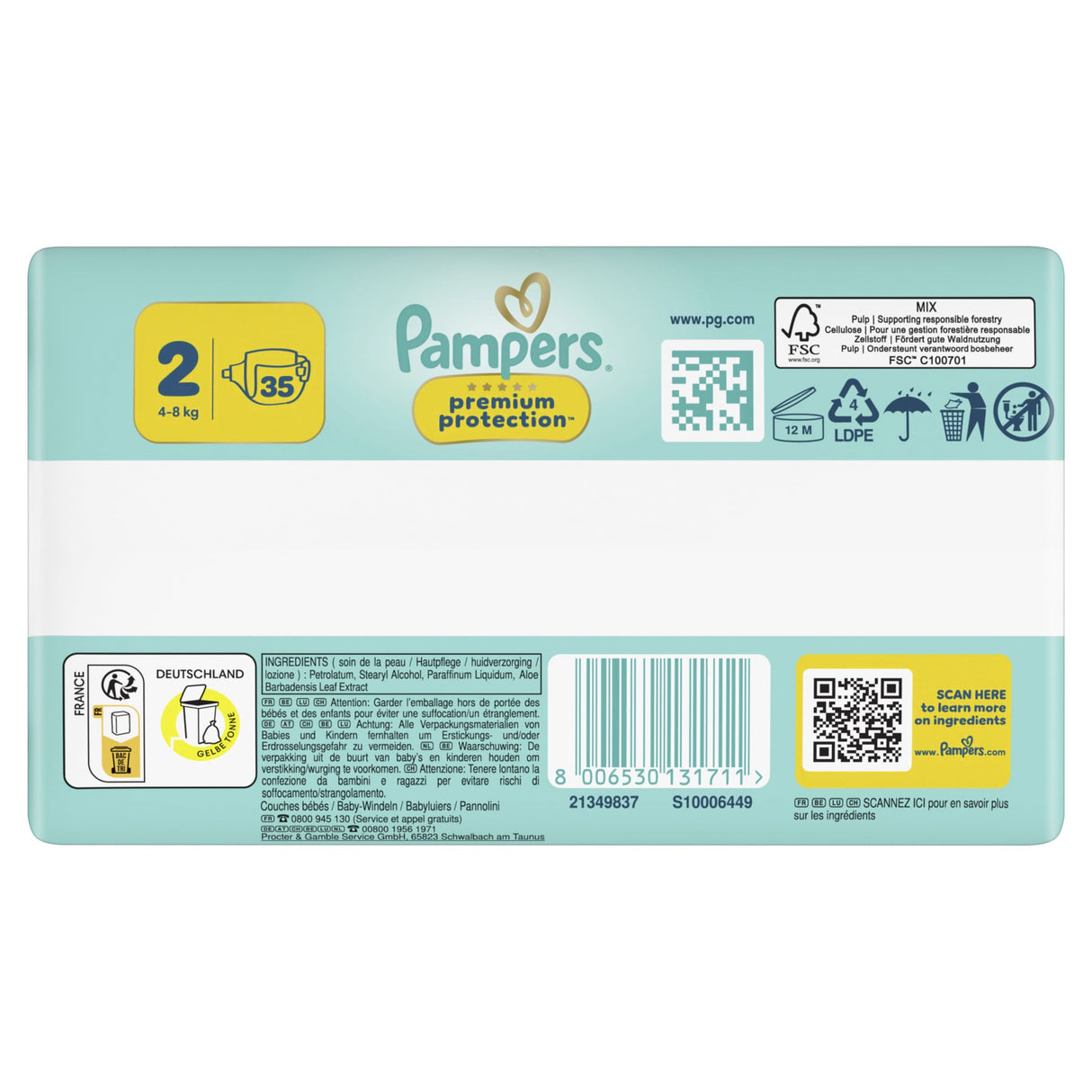 Pampers Premium Protection Windeln Größe 2 Mini, 4-8 kg – ultra weiche Seitenflügel – Ansicht 3