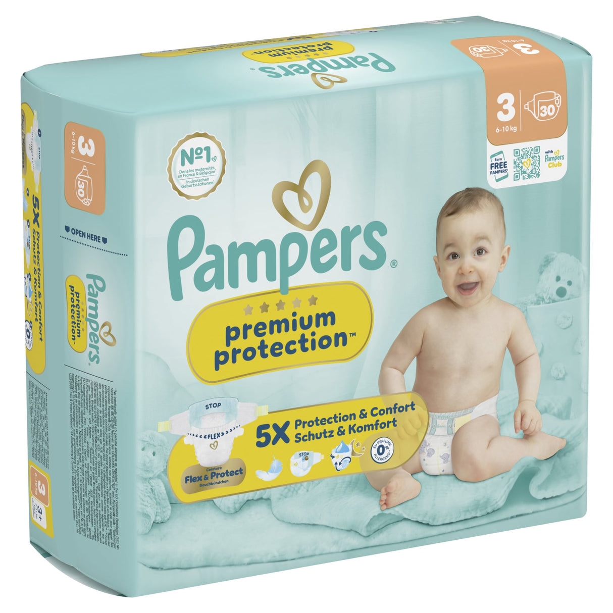 Pampers Premium Protection Windeln Größe 3 Midi (6-10 kg) mit 3-fach-Schutz-System