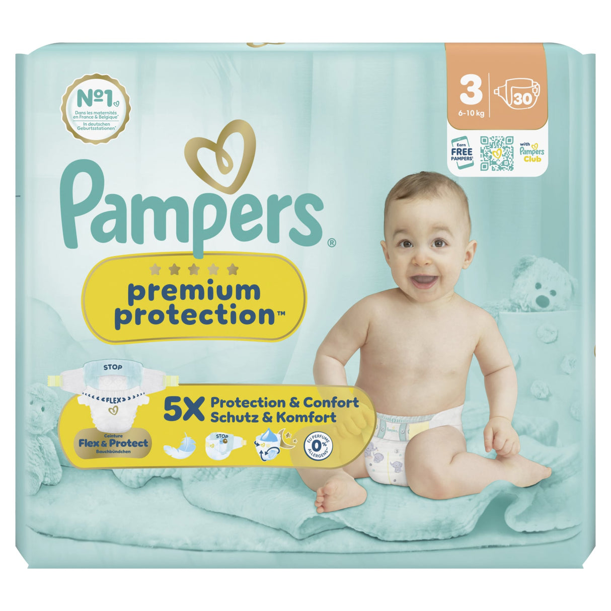 Pampers Premium Protection Windeln Größe 3 Midi (6-10 kg) mit 3-fach-Schutz-System – Ansicht 2