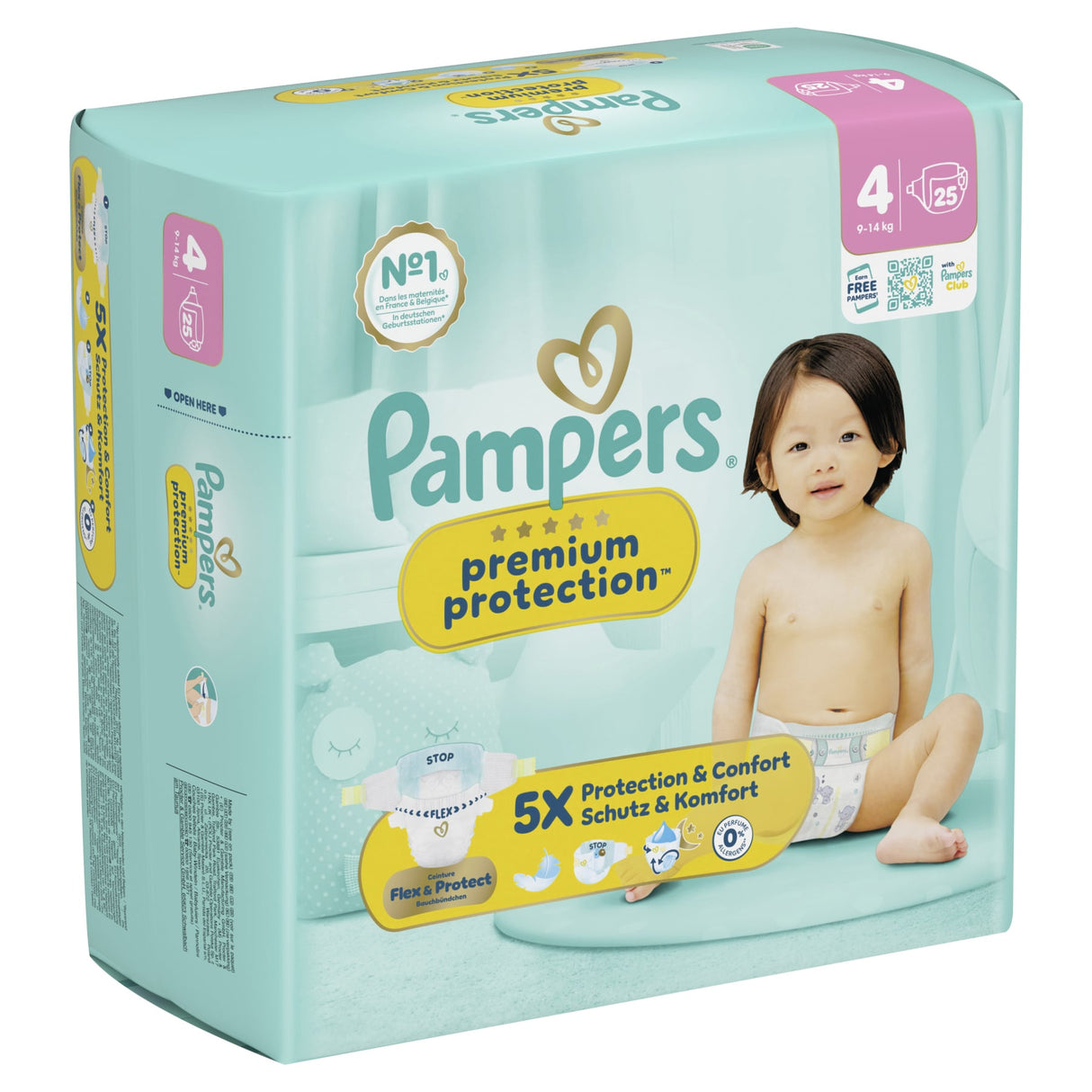 Pampers Premium Protection Windeln Größe 4 Maxi (9-14 kg) mit 3-fach-Schutz-System