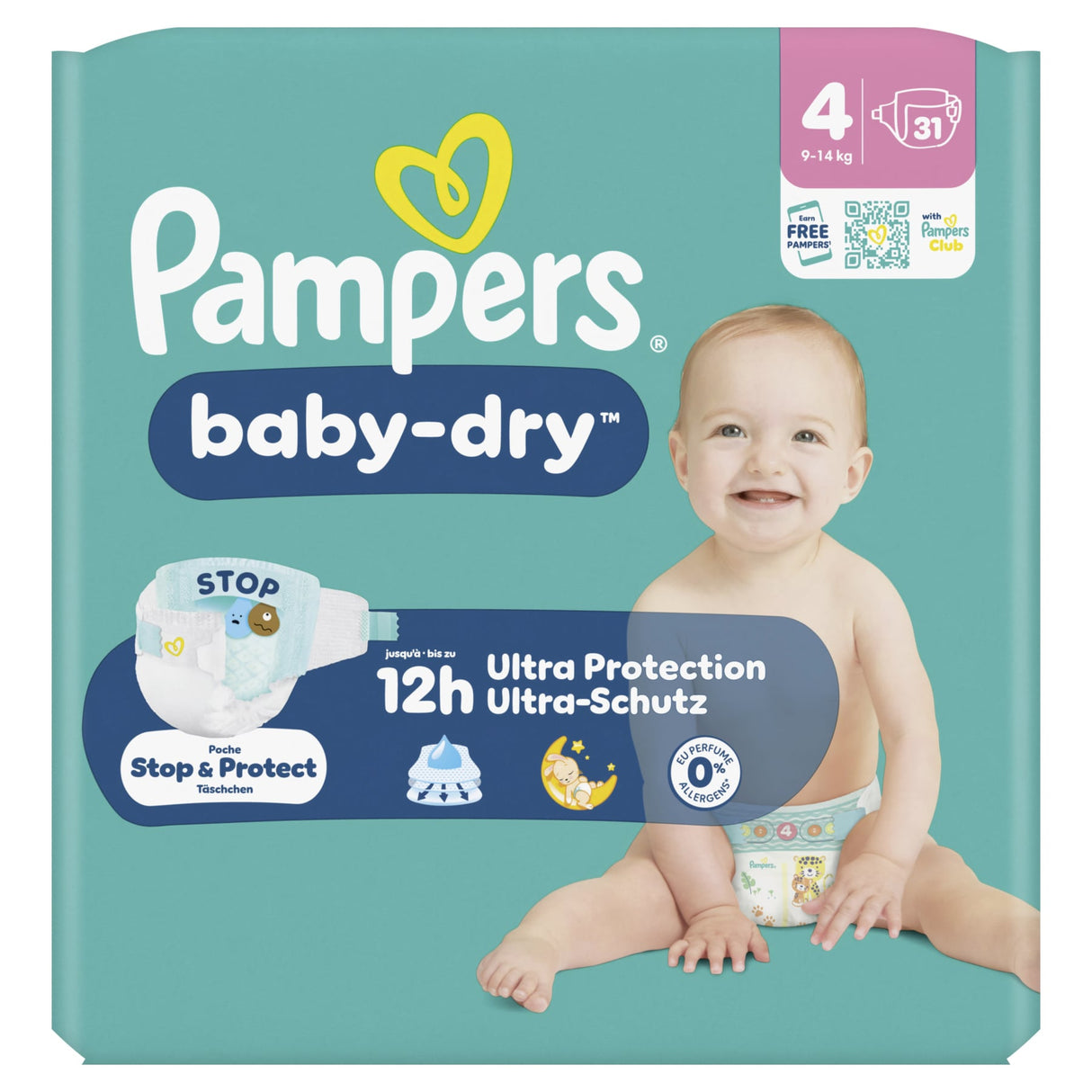 Pampers Baby Dry Windeln Größe 4 Maxi, 9-14 kg – extra Trockenheitslage – Ansicht 2
