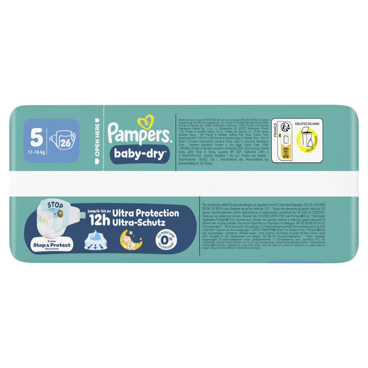 Pampers Baby Dry Windeln Größe 5 Junior, 11-16 kg – Stop-&-Schutz-Täschchen – Ansicht 4