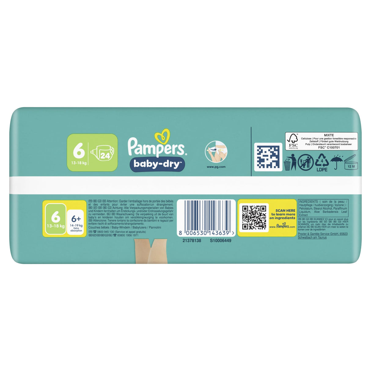 Pampers Baby Dry Windeln Größe 6 Extra Large, 13-18 kg – 3-fach-Schutz-System – Ansicht 3