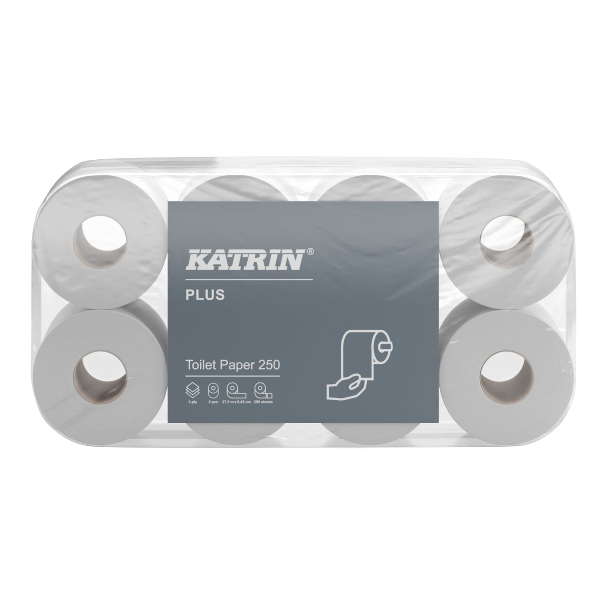 KATRIN Plus Toilettenpapier 3-lagig, weiß – besonders weich, 250 Blatt/Rolle