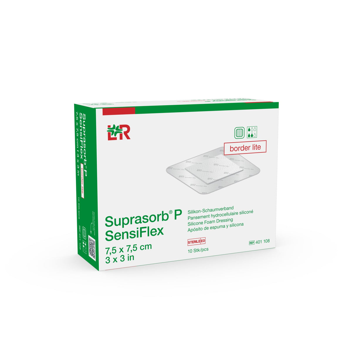 Lohmann & Rauscher Suprasorb P SensiFlex Silikon-Schaumverband, steril, border lite – flexibel, atraumatisch