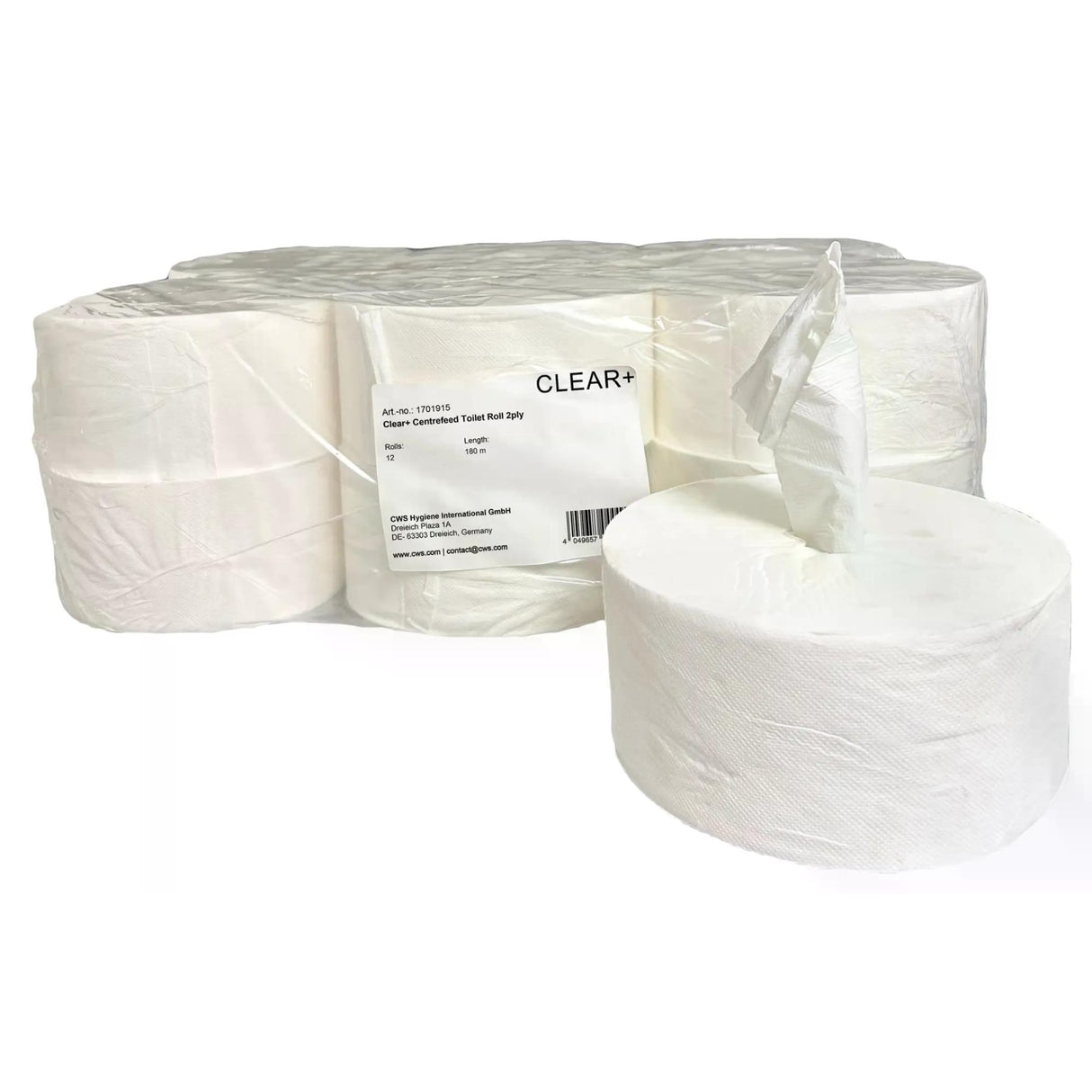 CWS Clear+ Centerfeed Toilettenpapier, 2-lagig weiß, mit Innenabrollung