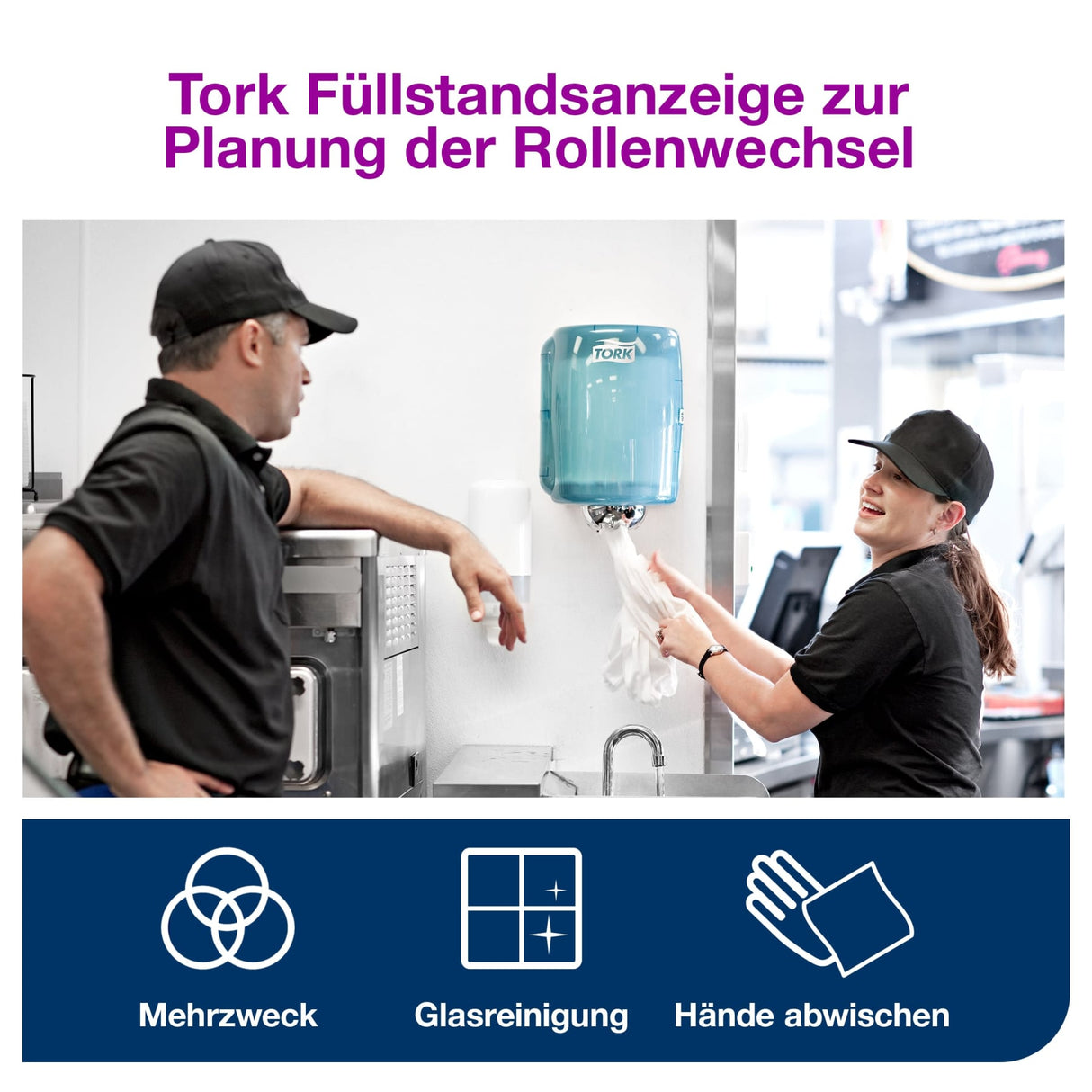 Tork Papierwischtücher M2, 1-lagig, streifenfrei für Glasreinigung – Ansicht 6