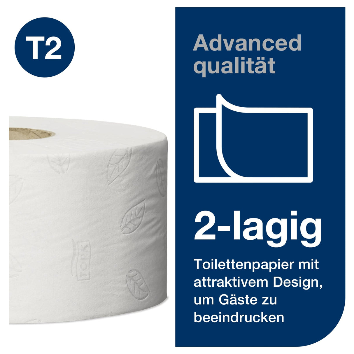 Tork Mini Jumbo Toilettenpapier T2 Advanced, 2-lagig, weiß – 170 m/Rolle – Ansicht 3