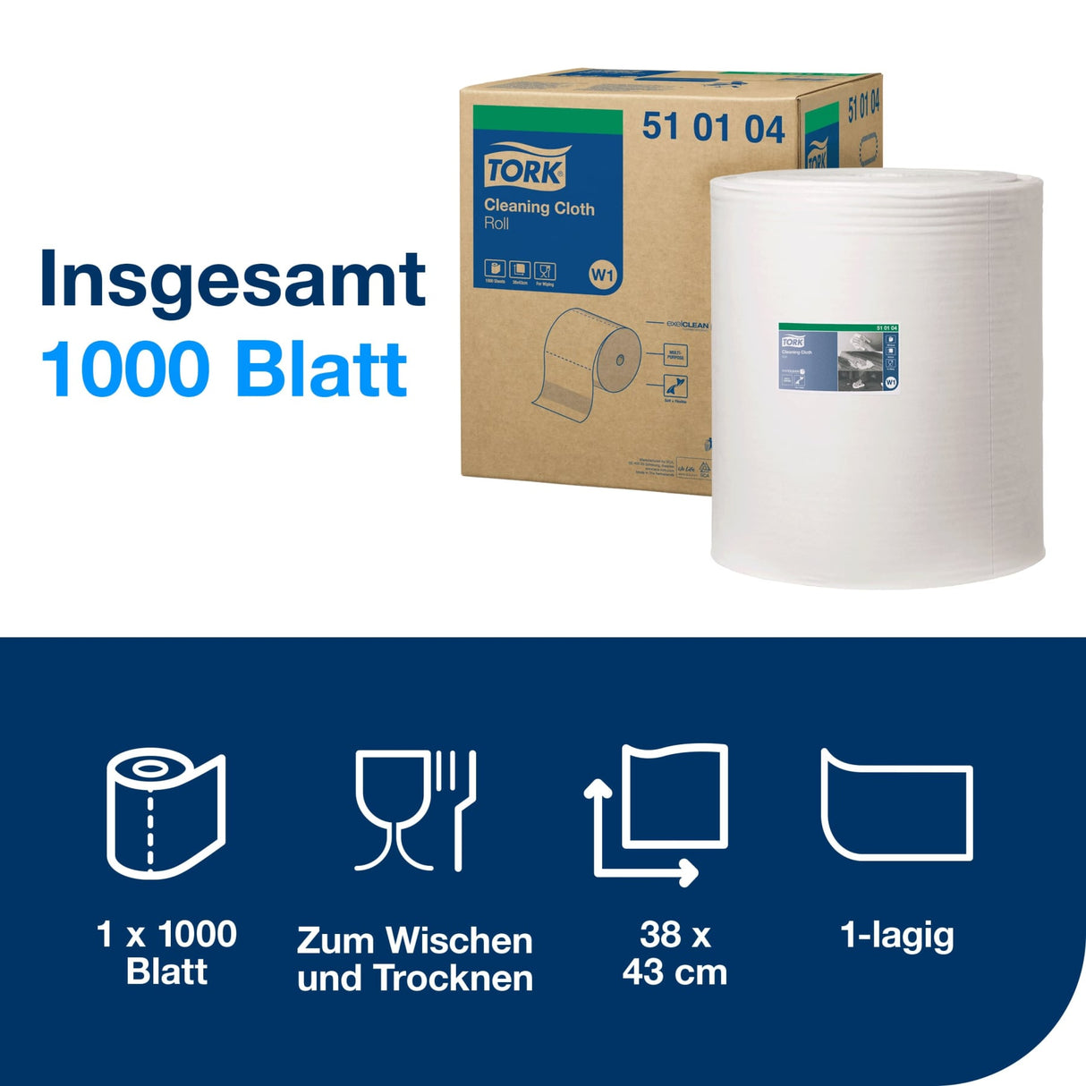 Tork Premium Reinigungstücher W1, 1-lagig, weich und flexibel – Ansicht 2