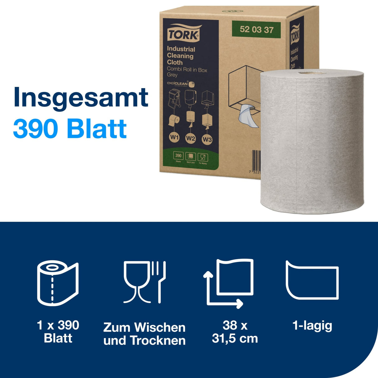 Tork Premium Reinigungstücher W1/W2/W3, wiederverwendbar, langlebig – Ansicht 2