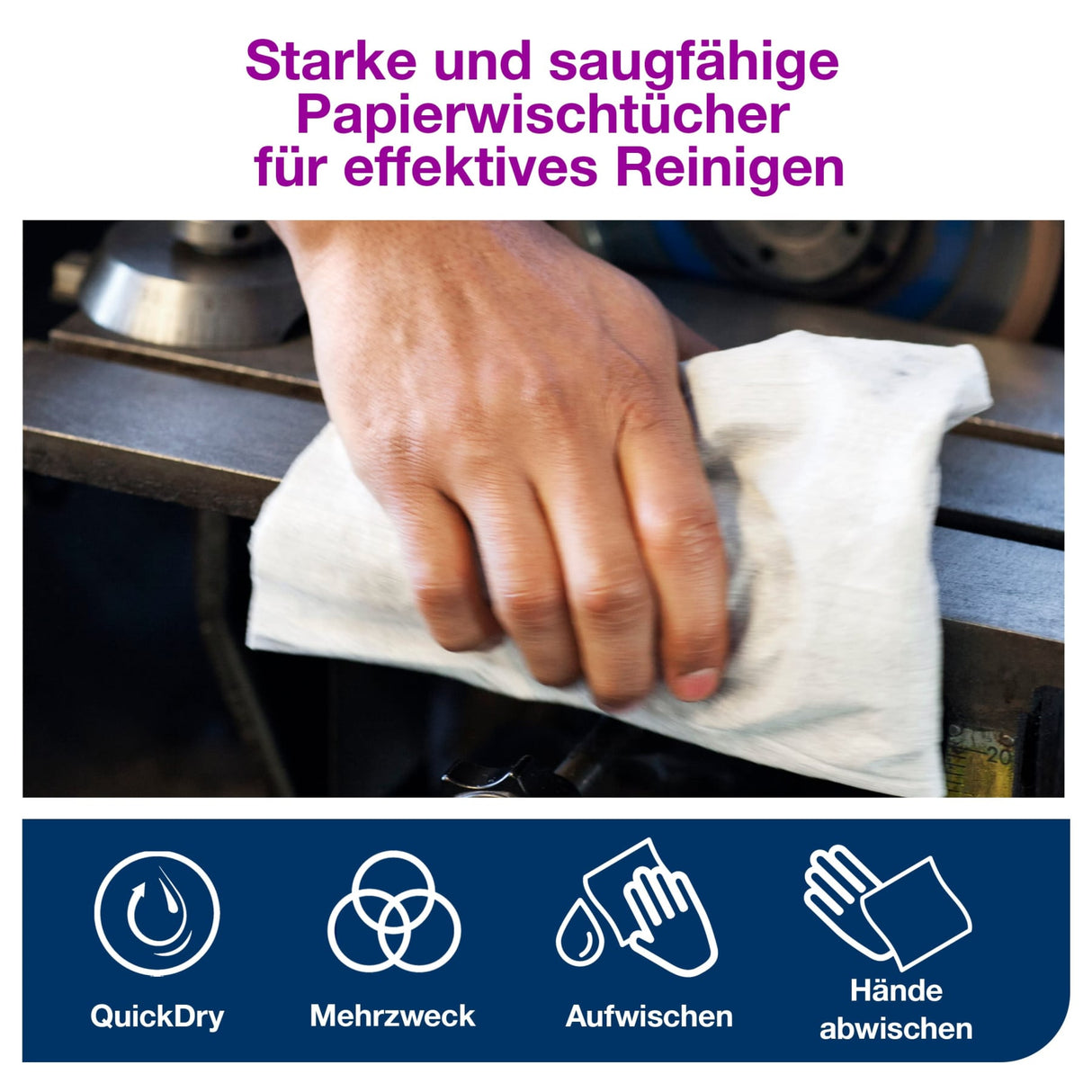 Tork Advanced Wischtuch 420, Großrolle, hochweiß, 2-lagig, W1 – Ansicht 6