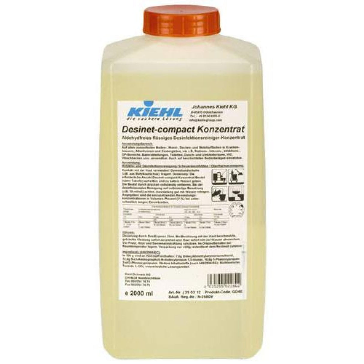 Kiehl Desinet-compact Desinfektionsreiniger-Konzentrat – Karton 3 Flaschen à 2 Liter