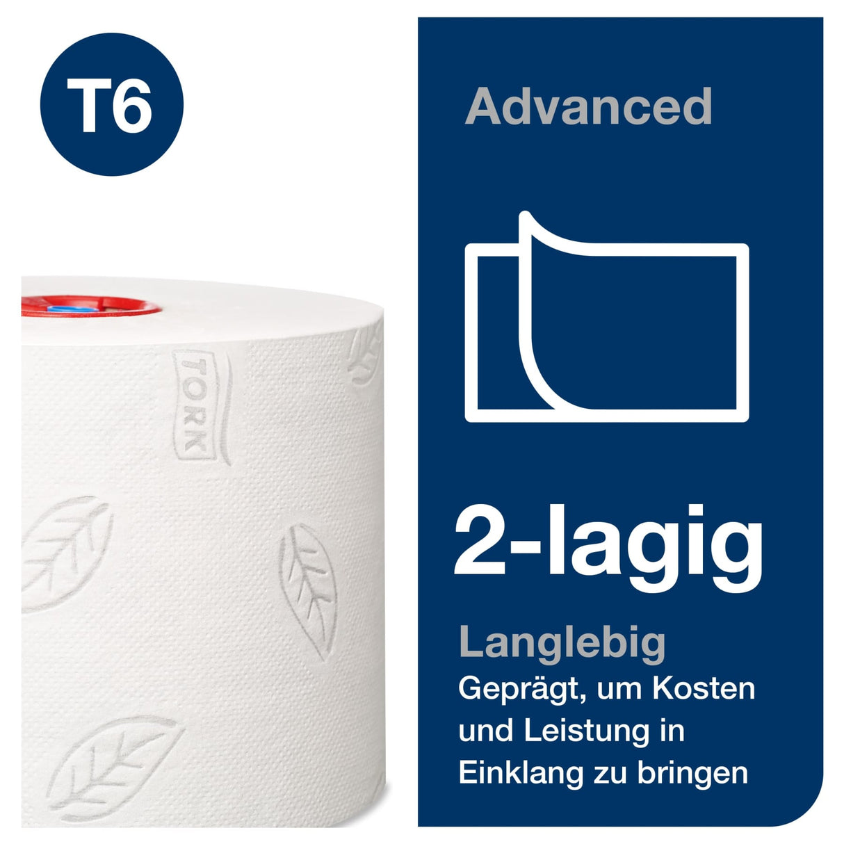 Tork Midi Toilettenpapier T6 Advanced, 2-lagig, weiß, mit Dekoprägung – Ansicht 4