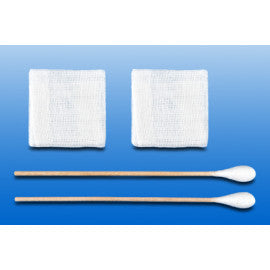 Noba Set Wattestäbchen 15 cm 10 - 11 mm + Mullkompresse 12-lagig 5 x 5 cm 25 Stück