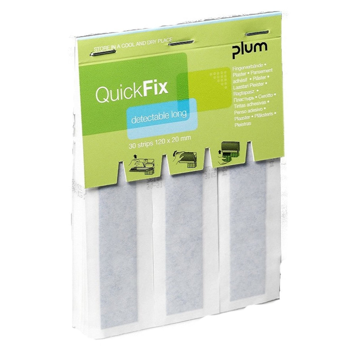 Plum QuickFix Detectable Long Refill – 30 detektierbare Fingerverbände für den QuickFix Spender