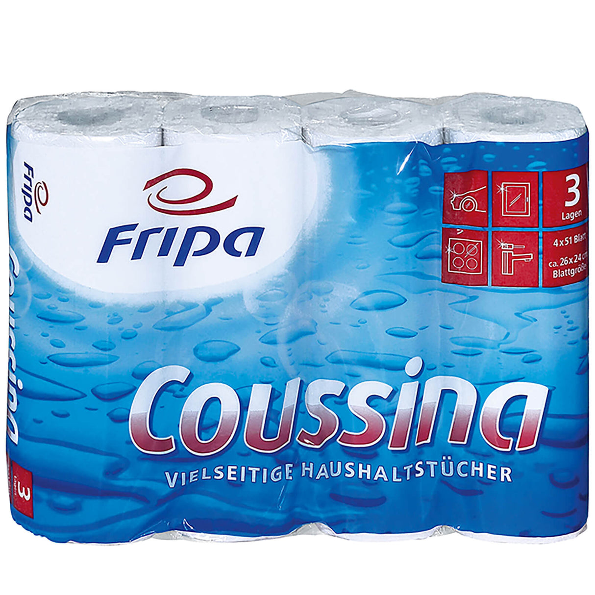 Fripa Coussina Küchenrollen 3-lagig (8 Pack à 4 x 51 Bl.)
